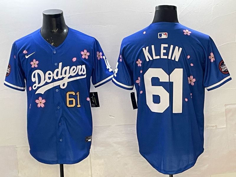 Men 2025 Nike Los Angeles Dodgers #61 Klein Blue Game MLB Jersey 03->los angeles dodgers->MLB Jersey